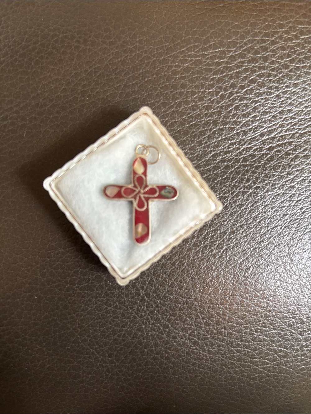 Red Enamel Cross Pendant